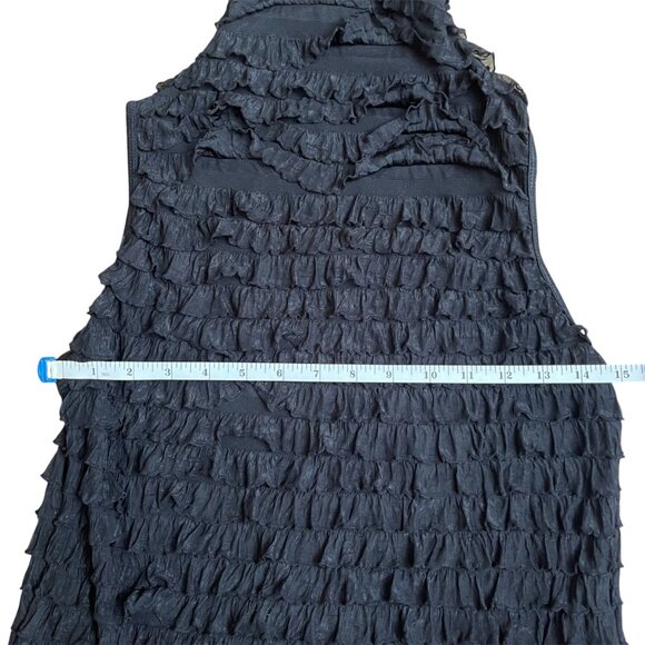 Sleeveless Black Layered Ruffled Mockneck Tank Blouse - Picture 6 of 6